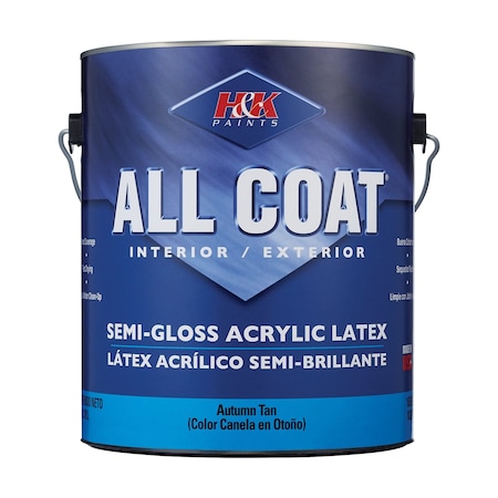 H&K Co Interior/Exterior Paint, Gloss, Latex Base, Autumn Tan, 1 gal AH163B120-6